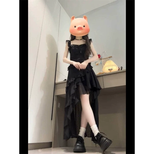 Летний гаечный ключ с бантиком, дизайнерская черная мини-юбка, французский стиль, эффект подтяжки, ассиметричный крой, тренд сезона