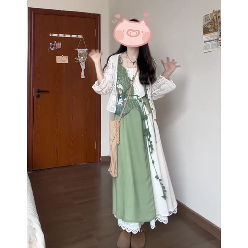 Свежий комплект, платье, белый кардиган