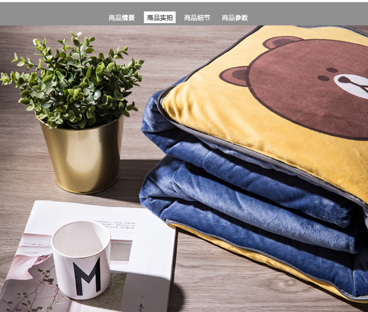 Mùa đông dày gối chăn xe sử dụng kép với đệm nhung văn phòng bằng ghế sofa nghỉ trưa là một chiếc gối nhỏ chăn gối văn phòng 2 trong 1