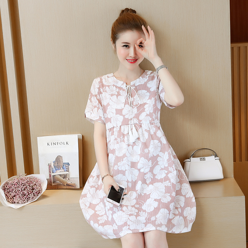 夏季孕妇连衣裙棉麻短袖中长款2018新款孕妇夏装裙子上衣大码显瘦