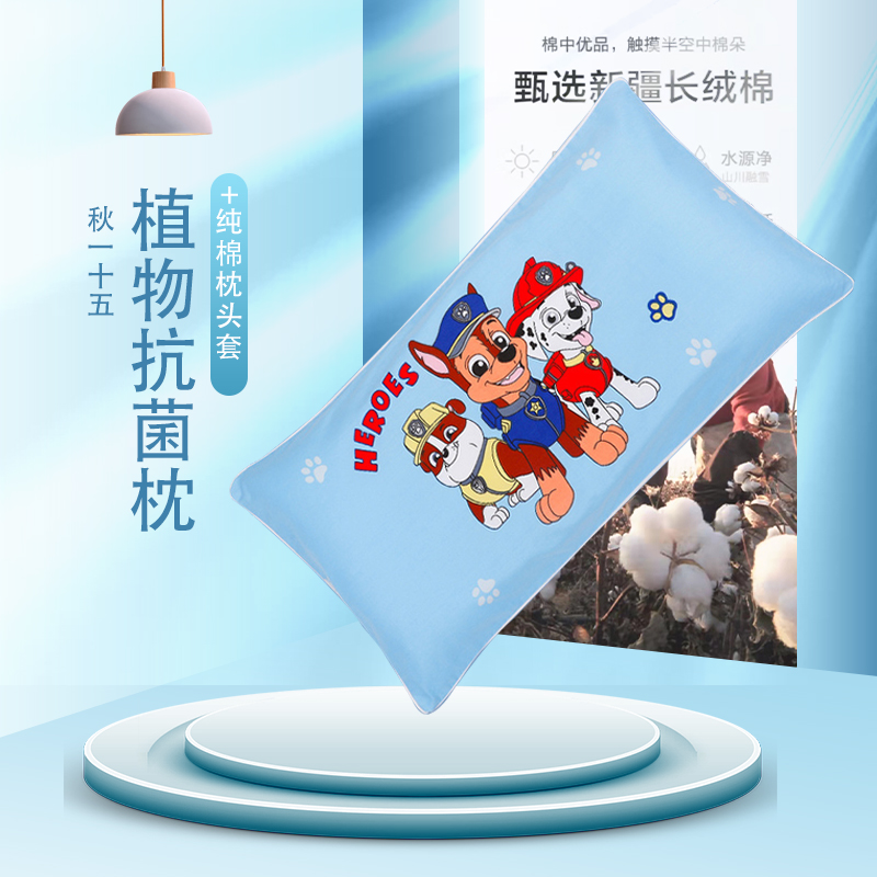 Wang Wang team pillow cotton pillowcase antibacterial over 3 years old -7-12 children's special student pillow plus low soybean fiber