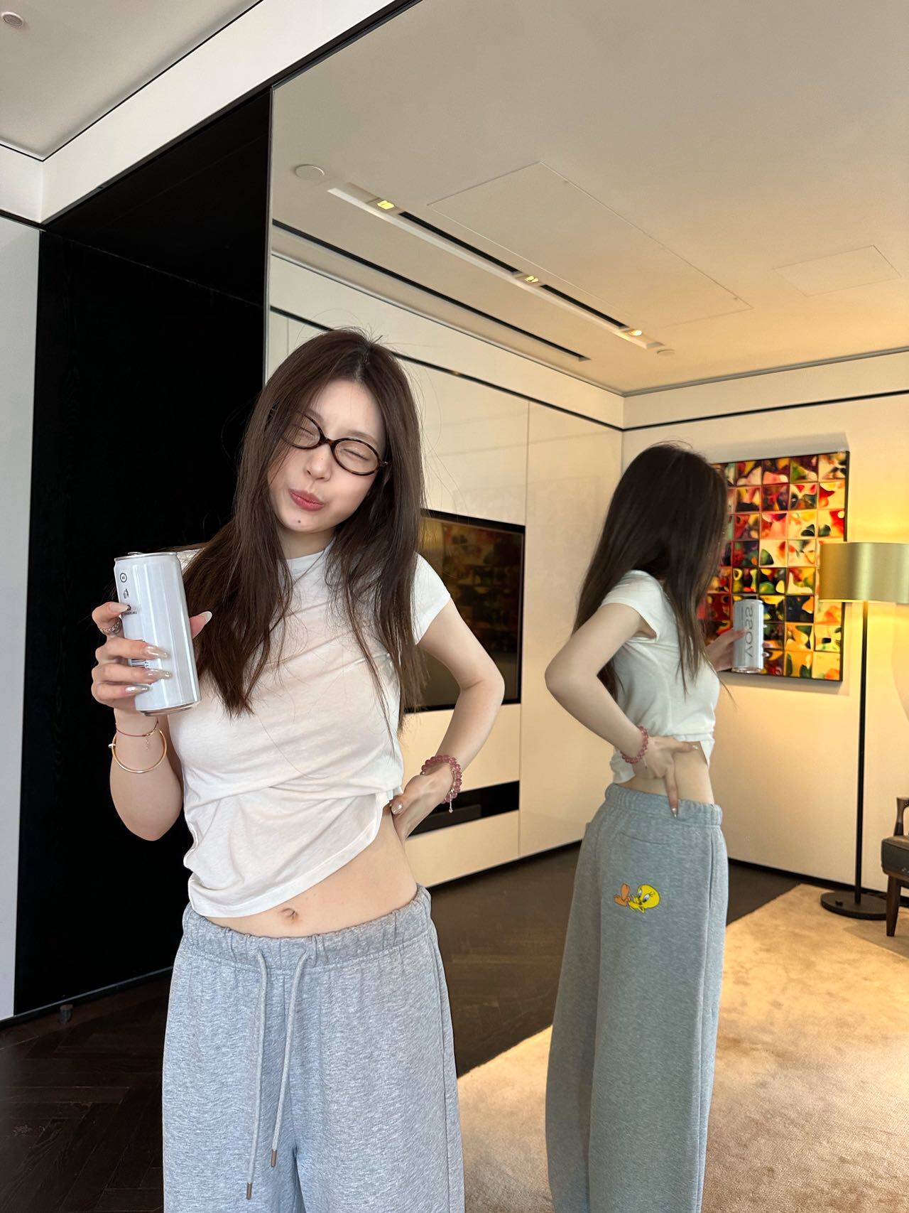 oker章壳儿оригинал ~ Серые прямые повседневные брюки с утенком Трейси A817