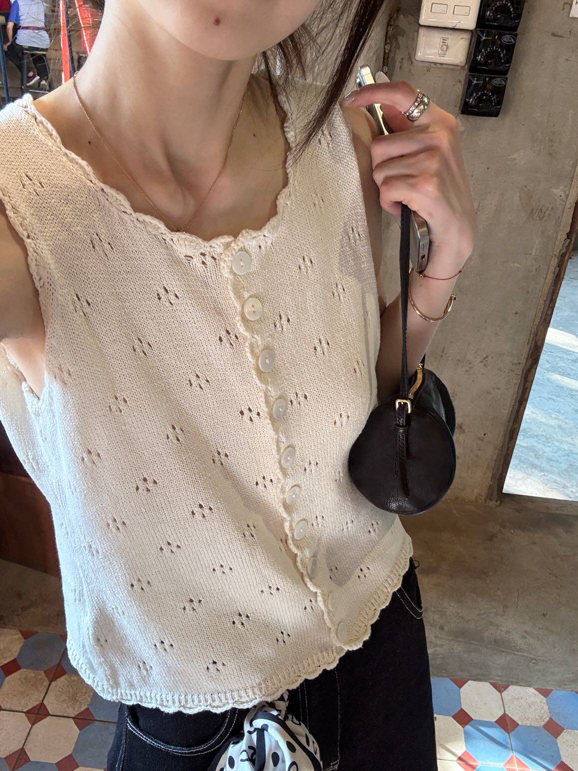 В наличии! oker章壳儿 оригинальная льняная ажурная жилетка корейского стиля универсальная майка топ новая модель 26 A683