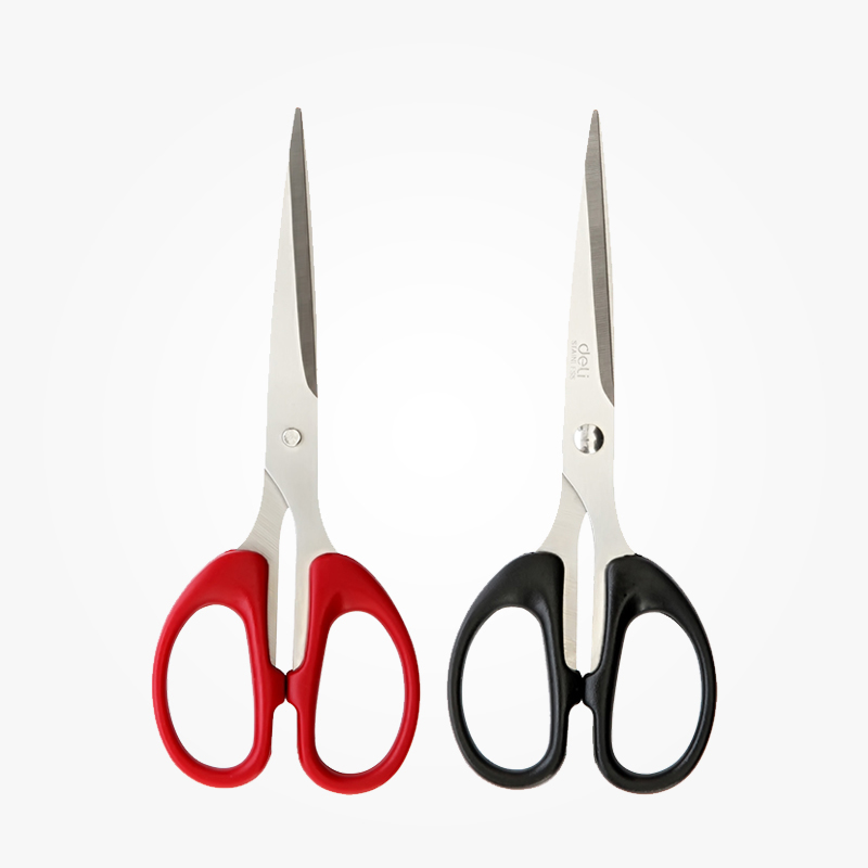 Deli stationery stainless steel scissors Art office supplies Household student safety scissors Handmade large scissors 6034 art scissors paper-cut knife scissors Stainless steel paper-cut packaging