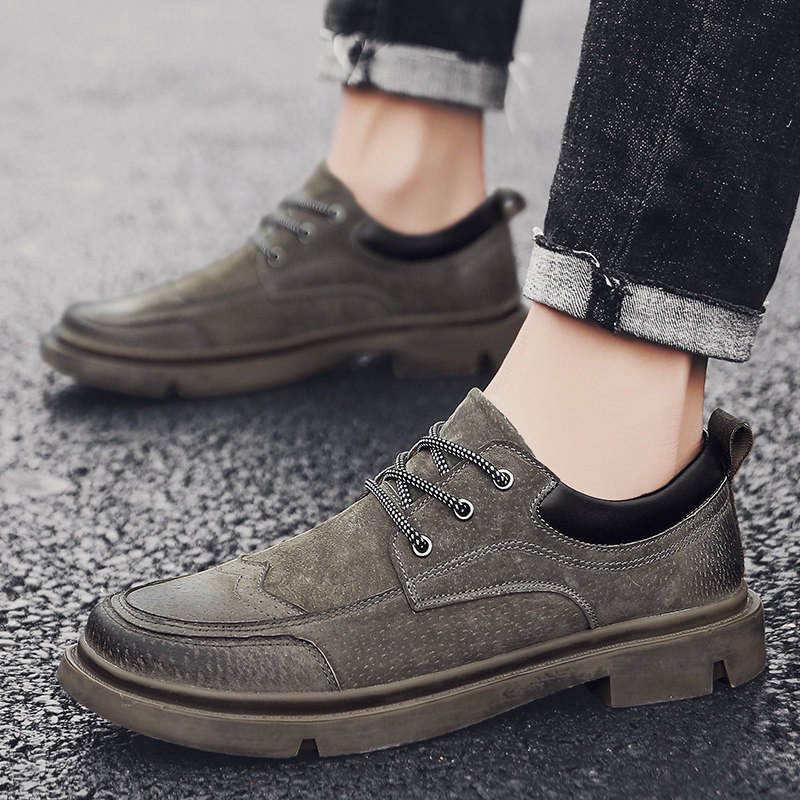 Men Shoes Tide Shoes Fall 2020 New Inn Wind Martin Boots Men Casual Shoes Genuine Leather Short Boots Low Help Tooling Shoes