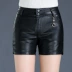 Mùa xuân và mùa thu cộng với chất béo mm XL thêm lớn thời trang mỏng Quần da PU giản dị Quần short quần nữ quần ống quần nóng quần sooc nữ đẹp Quần short
