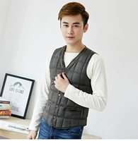 Áo vest nam cotton ngắn ấm áp vest vest ngắn cổ trung niên mặc cổ chữ V mặc bên trong mùa thu đông vest nam trung niên