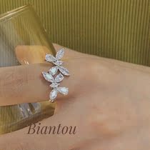 New niche design 925 silver twin butterfly open index finger ring Three-dimensional fashion personality net red Europe and the United States