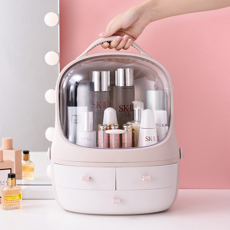 Creative Mesh Red Cosmetics Storage Box Multifunction Shelve Desktop Dust-Proof Containing Box Jewellery Makeup Table