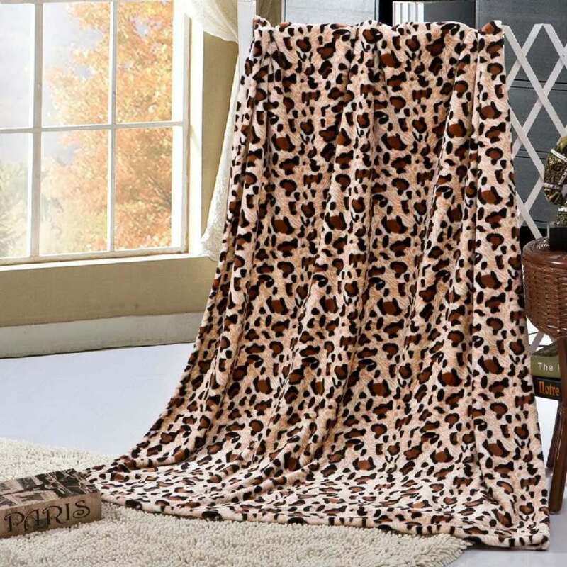 Leopard Print Summer Coral Fleece Air Conditioning Blanket Flannel Blanket Double Bed Sheet Nap Single Towel Thin Quilt