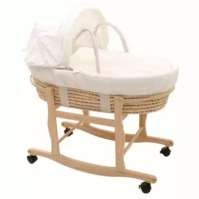 Newborn baby cradle bed with wheels Baby car lightweight portable basket Portable out-of-home reclining basket basket