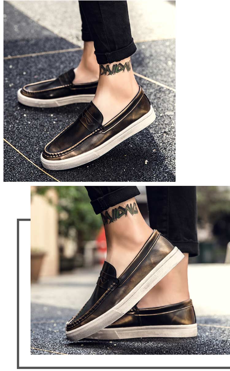 Mùa thu retro giày da cổ điển lười đặt chân Giày dép Fu Fu Giày nam bình thường của Anh Giày đế thấp - Giày thấp giay the thao