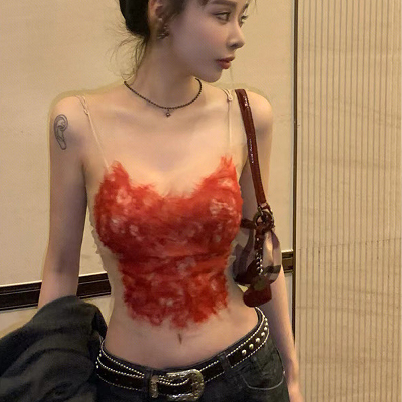 2025 Spring and Summer New Neon Sweetheart Pure Lust Style Niche Short Crop Top Sexy Style Bottoming Camisole