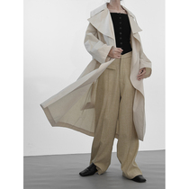 2021 autumn new temperament lapel windbreaker thin coat back split beige loose lace casual Japanese women