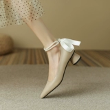 Туфли с заостренным носом из жемчуга на высоком каблуке, 2023, тренд сезона, французский стиль, большой размер