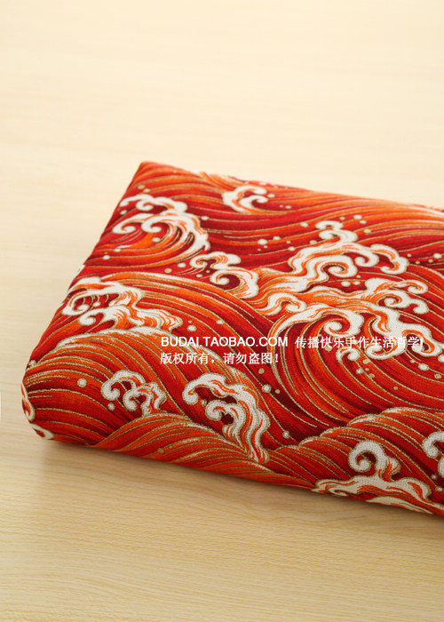 Túi nhà Nhật Bản] lanh-bông vải vải mạ vàng sóng biển xanh và sóng gió vải Nhật Bản - Vải vải tự làm vải thun sọc