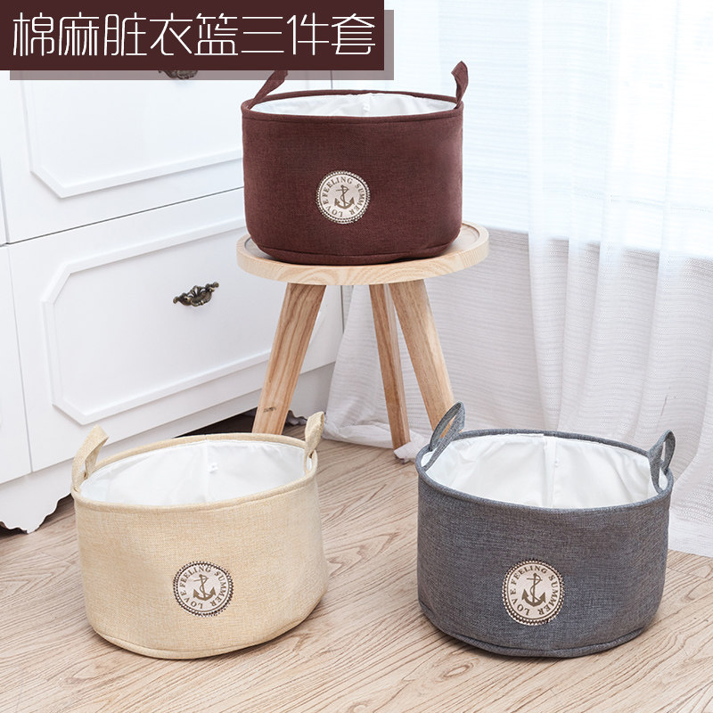 Home cotton folded with barrels large dirty clothes toy debris containing baskets handheld and placed dirty clothes in the basket