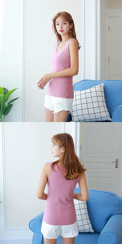 Áo liền quần ấm áp nữ bó sát nhung mỏng sốt sanding lót áo không tay bên trong cộng với dây đeo nhung mùa thu đông
