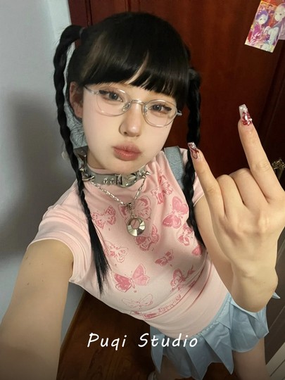 Korean-Style Oval Small Round Frame Gold-Rimmed Nerd Glasses for Women, Trendy and Suitable for Plain Makeup, Can Be Fitted with Prescription Lenses, Fashionable Myopia Glasses