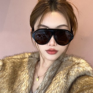 Korean Style Large Frame Windproof Brown Aviator Sunglasses for Women, Trendy Round Frame That Makes the Face Look Smaller, Summer Sunglasses for Men at the Beach