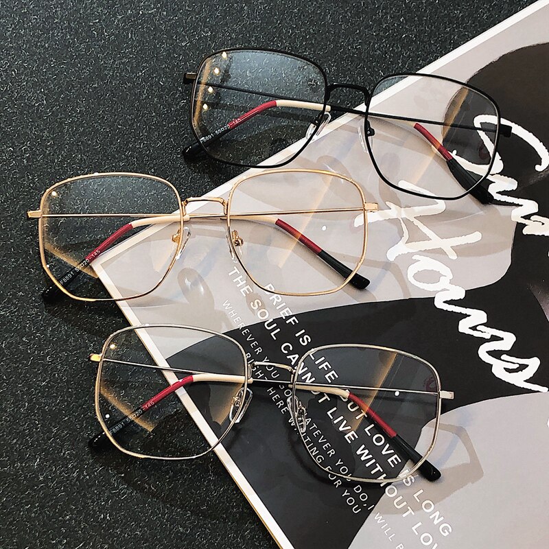 Accumulation number of myopia glasses female round face large frame of retro square myopia flat glasses male Korean plate frame tide