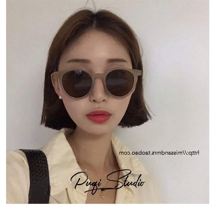 2018 Hàn Quốc lưới đỏ với kính râm retro retro in kính nữ nhỏ tròn hộp trà sữa màu kính phân cực kính đen