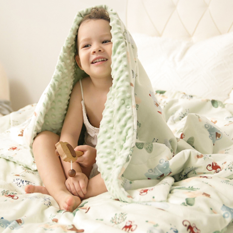豆豆毯子婴儿毛毯盖毯秋冬儿童安抚宝宝套毯