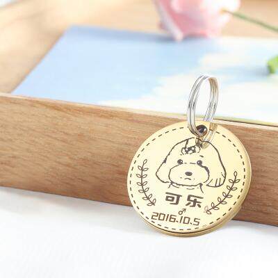 Pet Pendant Laser Customized Dog Tags Feline Identity Card Listed Dog Necklace Bell Set For Dog Kennel Item Ring
