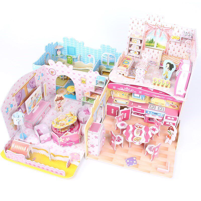 Swing piece Cabin 3D Cubism Puzzle Children Puzzle toys 3-6-8-year-old colorful adult little girl house toddler