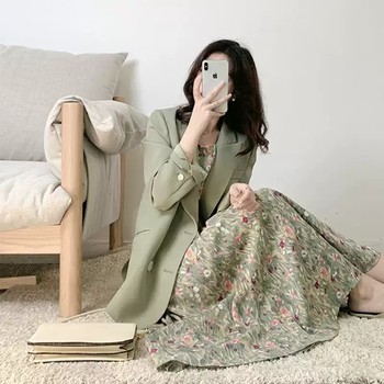 2023 early spring women's French tea break za floral skirt suit small fragrance suit jacket professional leisure two-piece set