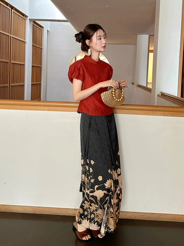 Летняя рубашка, китайский стиль, по фигуре, рукава фонарики, 2025 года, подходит для подростков