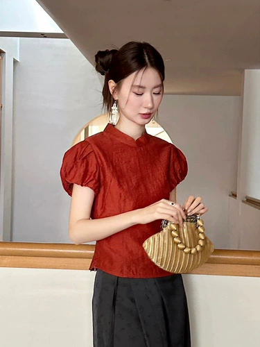 Летняя рубашка, китайский стиль, по фигуре, рукава фонарики, 2025 года, подходит для подростков