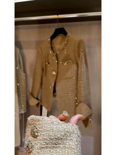 Осенняя хаки куртка, в стиле Шанель, французский стиль, свободный прямой крой