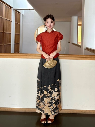 Летняя рубашка, китайский стиль, по фигуре, рукава фонарики, 2025 года, подходит для подростков