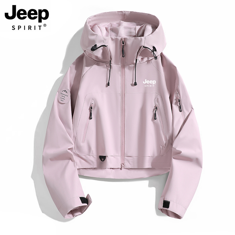 Jeep Short Jacket for Women, Petite Size, Windproof, Waterproof, High-End Feel, Super Stylish, Thin, Slimming, Outdoor Softshell Jacket for Women