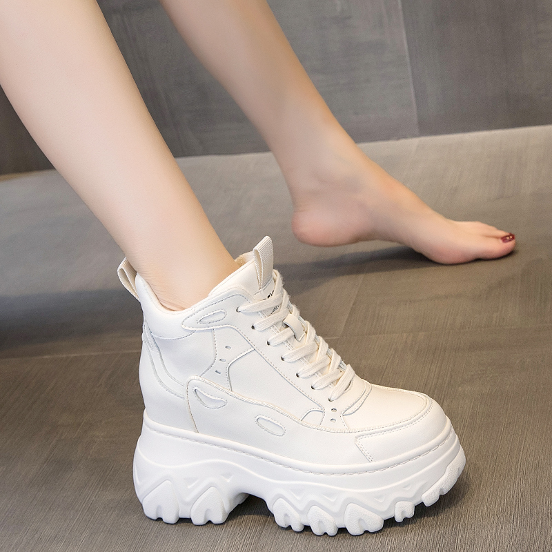 Shoes women's 2022 new autumn all-match thick bottom inner heightening casual sports shoes ins tide high tube old shoes
