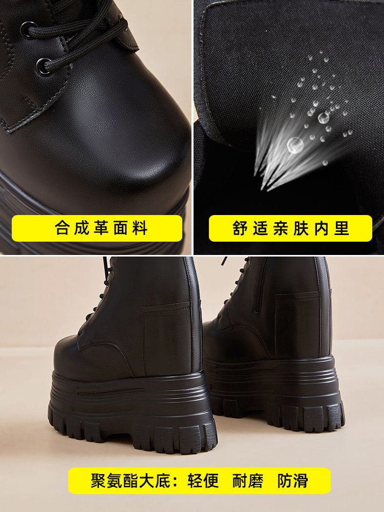 British Style Martin Boots for Women 2025 Autumn New Style Sky-High 22cm Short Boots Ultra-High Heel Thick Sole Internal Height-Increasing Women's Boots