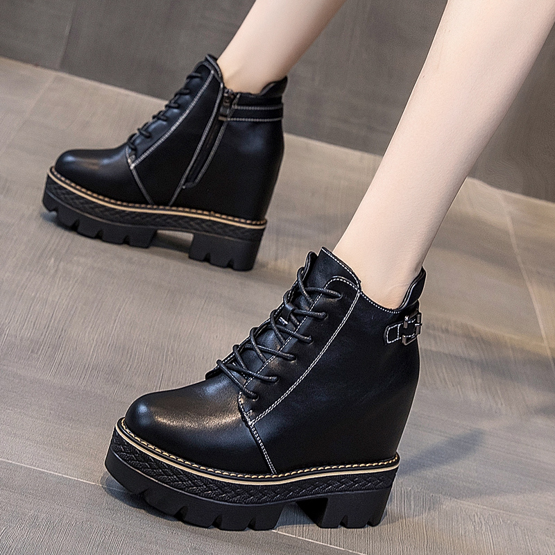 British style Martin boots women's 2022 new small short boots in spring and autumn to increase women's shoes thick bottom all-match high-heeled single boots