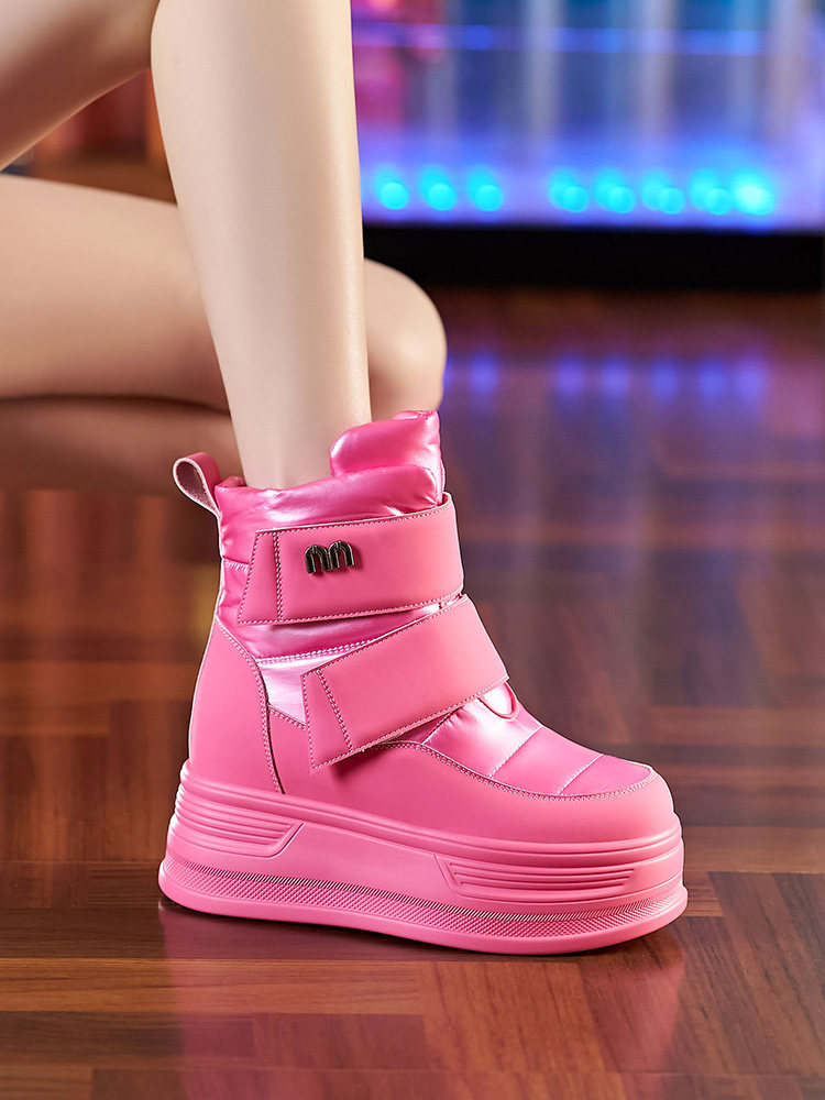 Women's Snow Boots, Waterproof and Non-Slip, 2025 Winter New Style, Cold-Proof and Warm, Fleece-Lined Cotton Boots, Thick-Soled, Height-Increasing Women's Shoes