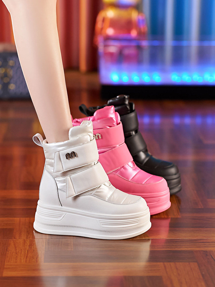 Women's Snow Boots, Waterproof and Non-Slip, 2025 Winter New Style, Cold-Proof and Warm, Fleece-Lined Cotton Boots, Thick-Soled, Height-Increasing Women's Shoes