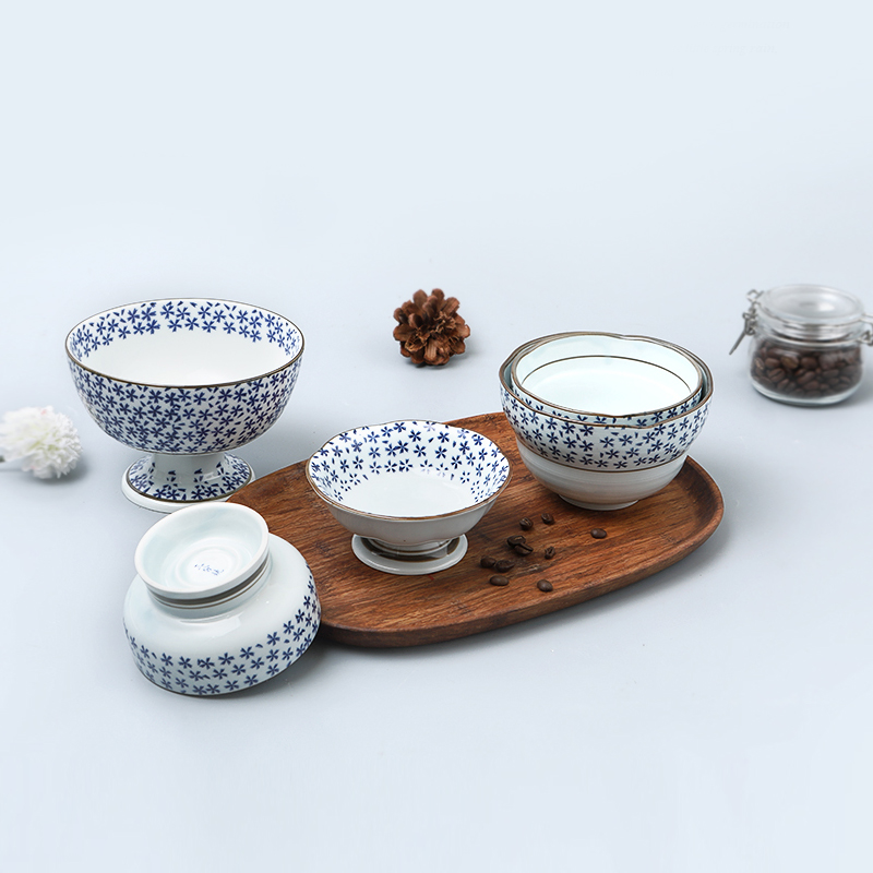 Three Korean bowl under the glaze color ceramic creative day tall bowl of fruit salad bowl of soup bowl of new special candy bowl