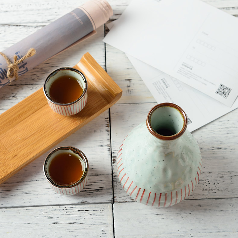 Three ceramic brand, Korean wine wine small a small handleless wine cup points retro white wine cup of wine jar of tableware