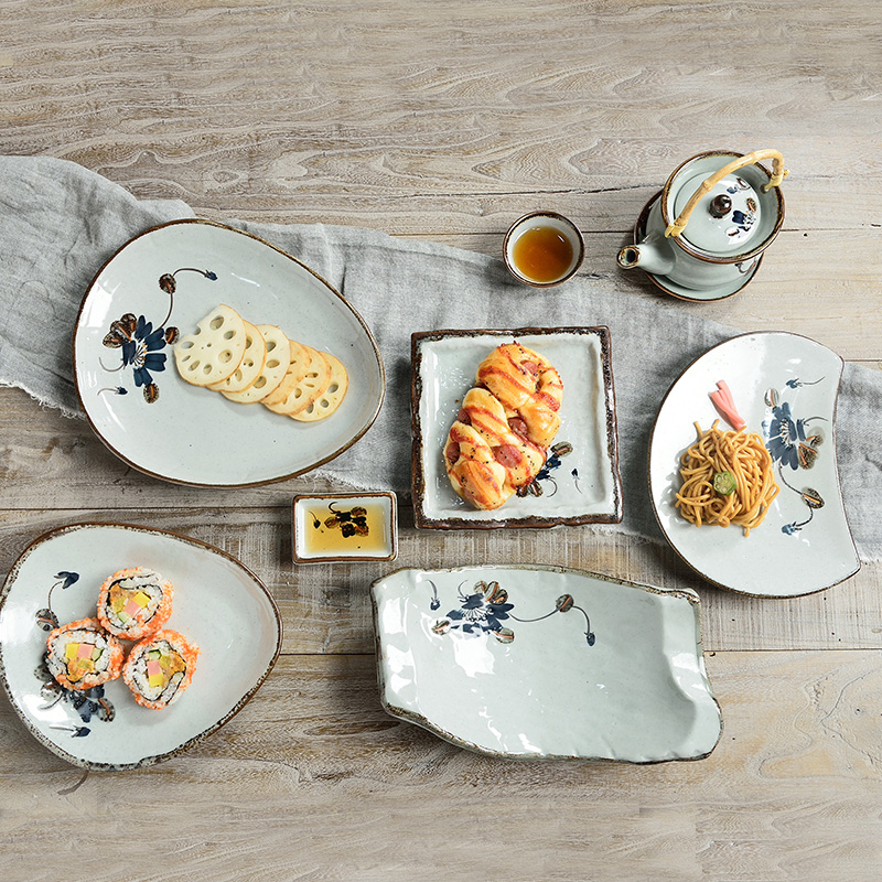 Three ceramic snacks Japanese hotel restaurant abnormity dish of sauce dish creative dish of irregular dessert plate fruit bowl