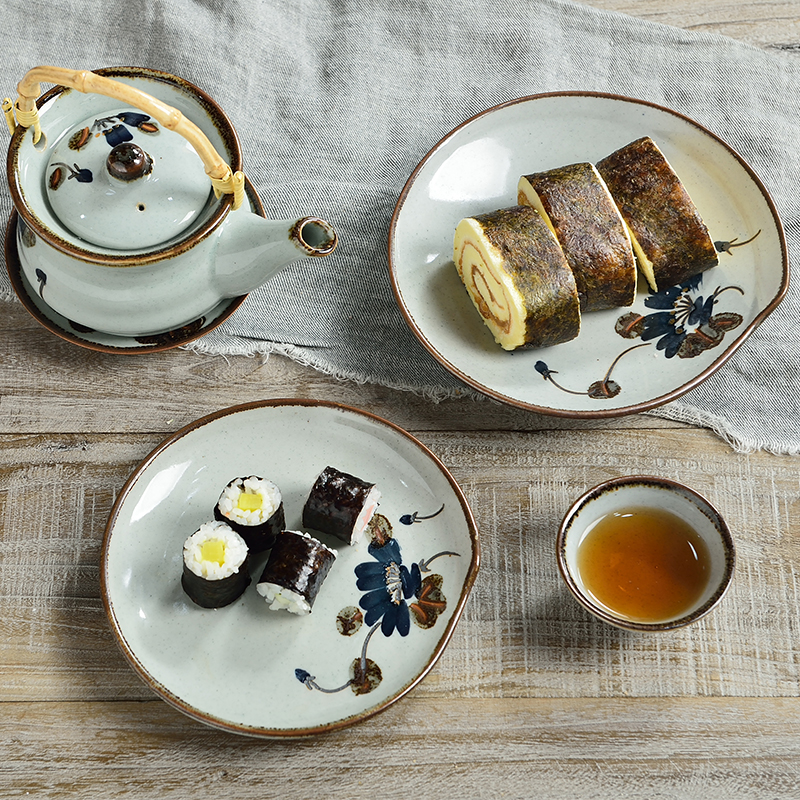 Three creative ceramic disc tadpoles dish soup of salad dishes all the large fruit bowl of pure hand - made the grid plate