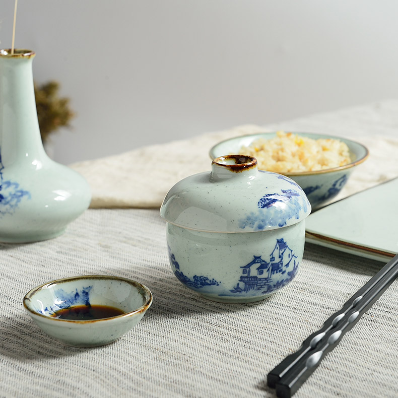 Ceramic Japanese three points with a single bird 's nest soup tureen household cup steamed egg bowl simmer method of microwave special soup bowl