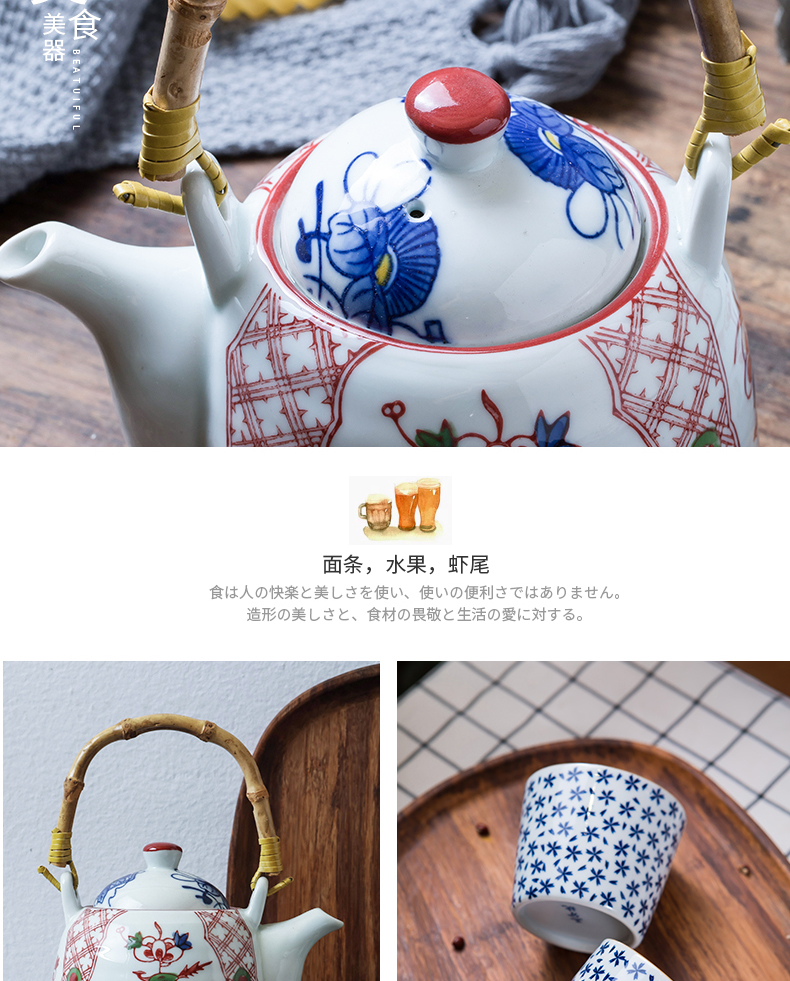 Three ceramic Japanese teapot single pot pot of tea set household and wind girder are little teapot teacup tea kettle