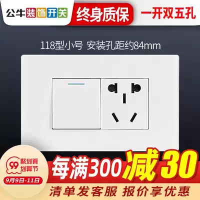Bull switch type 118 switch socket 10A panel one open Switch 3 holes wall socket one open double cut three holes