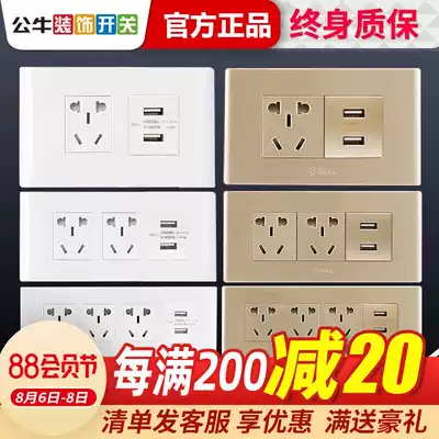 Bull 118 type switch socket USB with porous wall power supply Household fifteen-hole 9 six-nine-hole socket panel