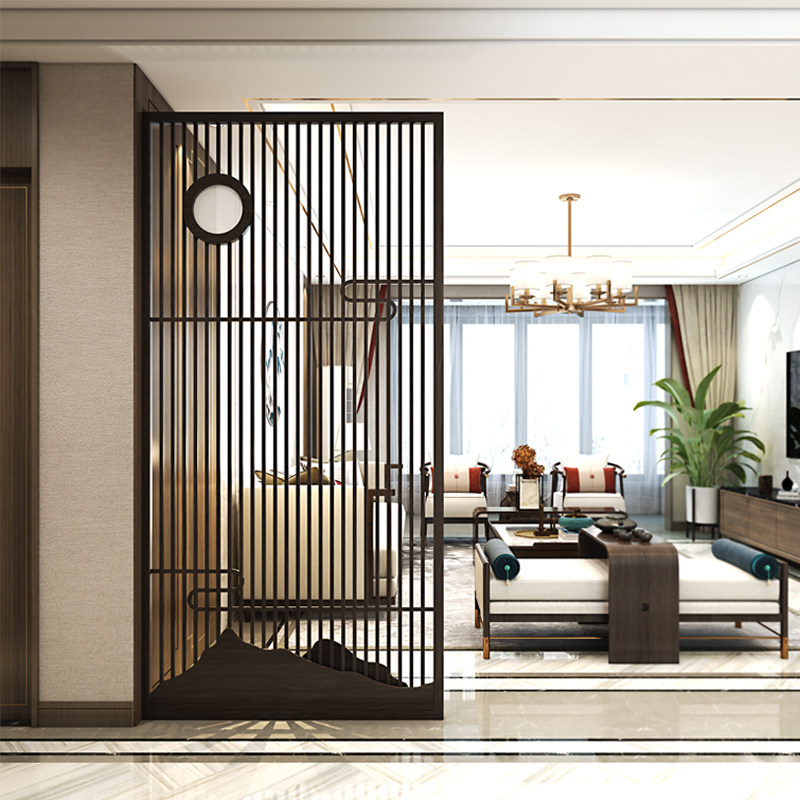 Entry Solid Wood Grilles Xuanguan New Chinese Style Decorative Screen Partition Living Room Entrance Door Sheltering small family type seat screen pendulum piece-Taobao