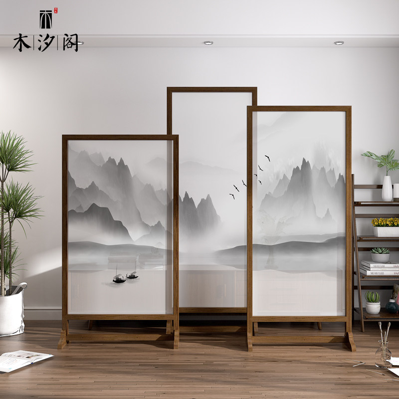 New Chinese Screen Partition Living Room Entrance Door Hyun Guan Bedroom Shelter Home Office Hotel Solid Wood Brief Hyundai